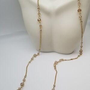 Delicate champagne beaded layer necklace. N232
